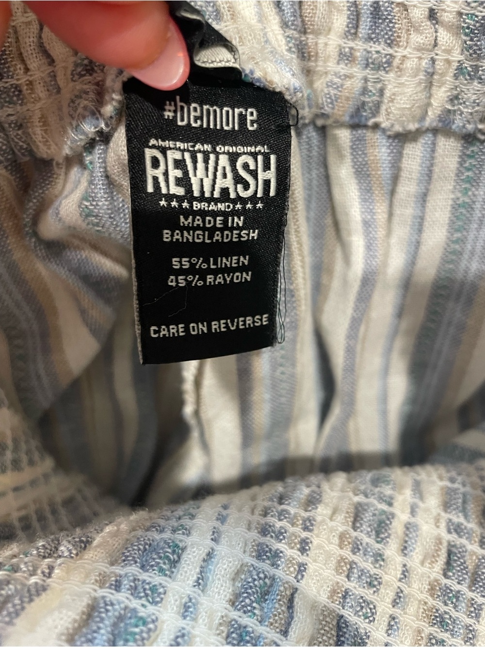 Rewash NWT Blue Stripe Linen Blend Smocked Wide Leg Pants M - Picture 7 of 9
